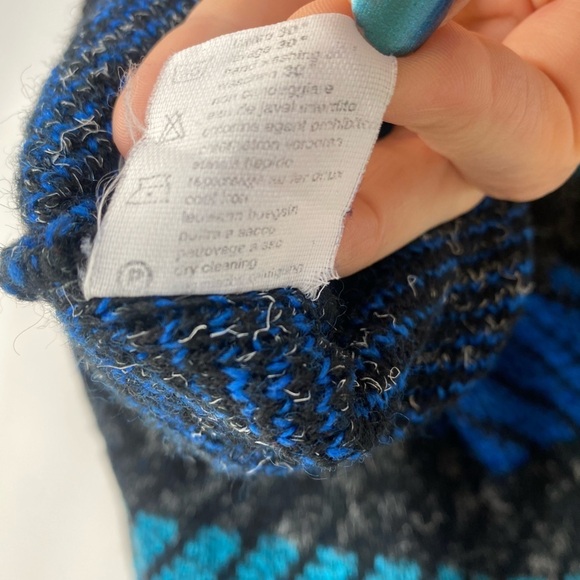 Pronto Uomo Geometric Soft Wool Blend Striped Sweater Blue Men’s Medium Italy‎ - Picture 8 of 13